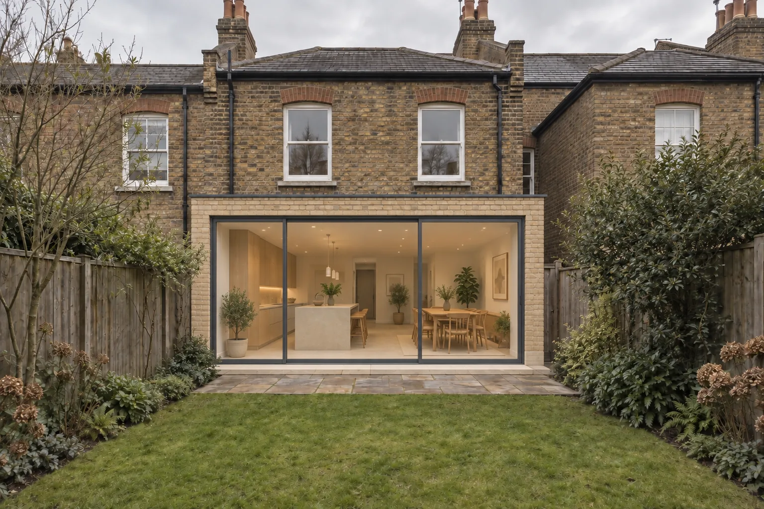 AI-generated rear extension concept, not a built project.