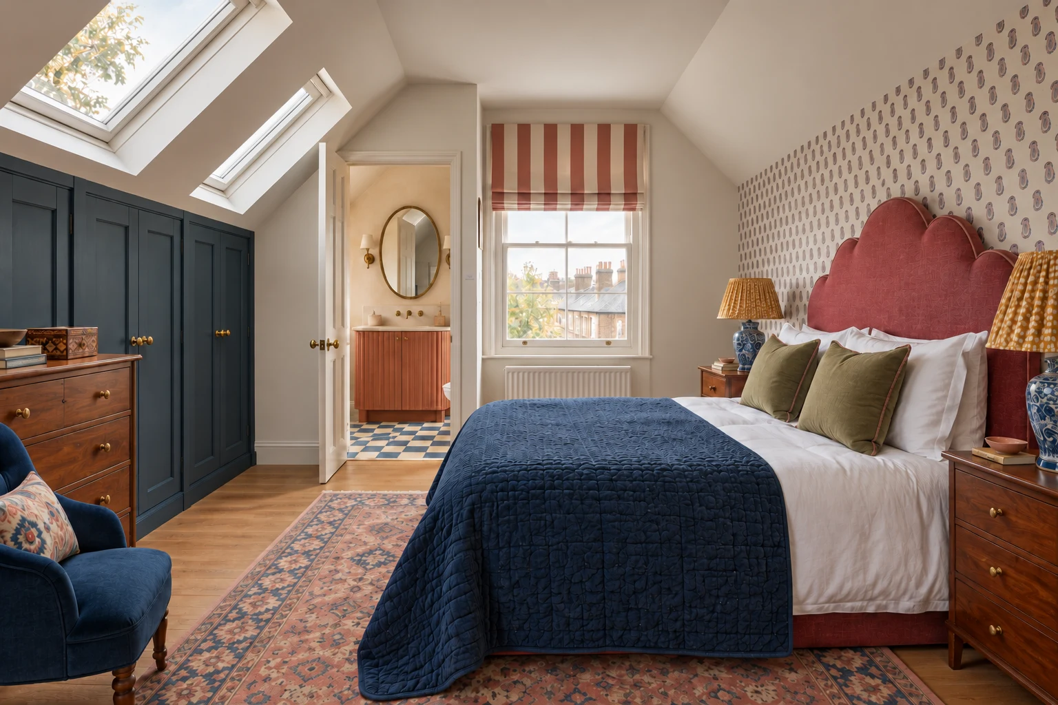 Family residence in Epsom Downs: The loft bedroom interior.