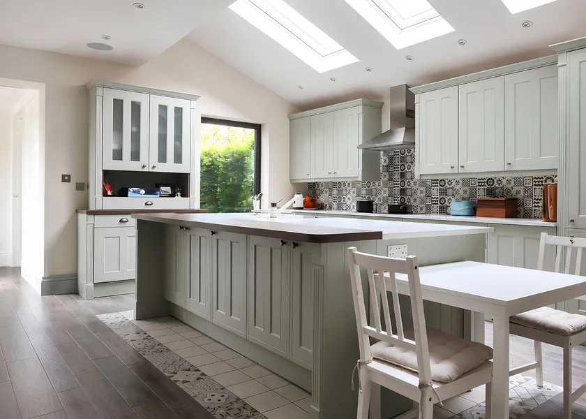 Sutton kitchen with rooflights and a central island.